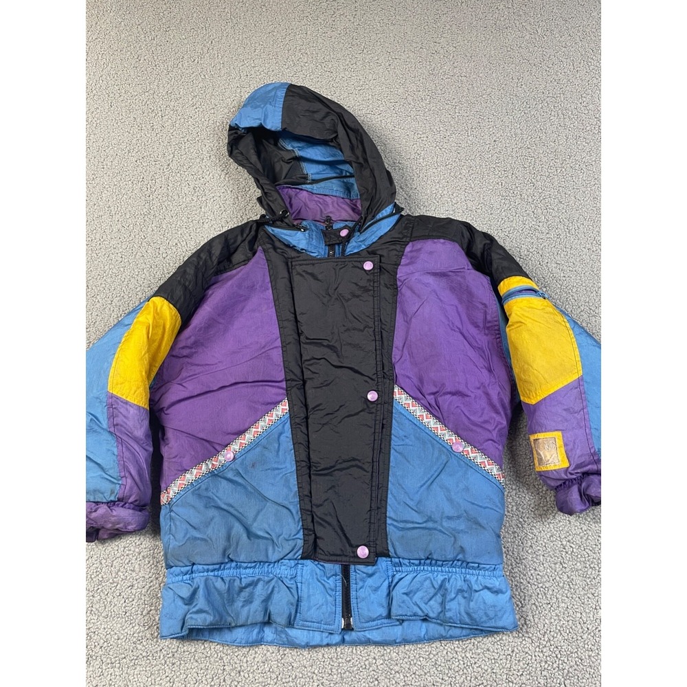 JG Hook Vintage‎ Winter Puffer Coat Women 12 purple Zipper Pockets